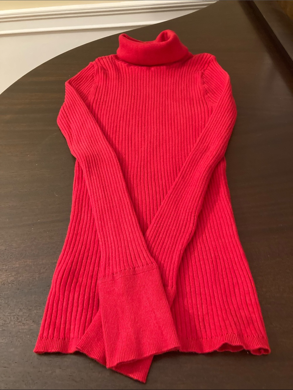 LOFT Red Ribbed Turtleneck Sweater, Size XS